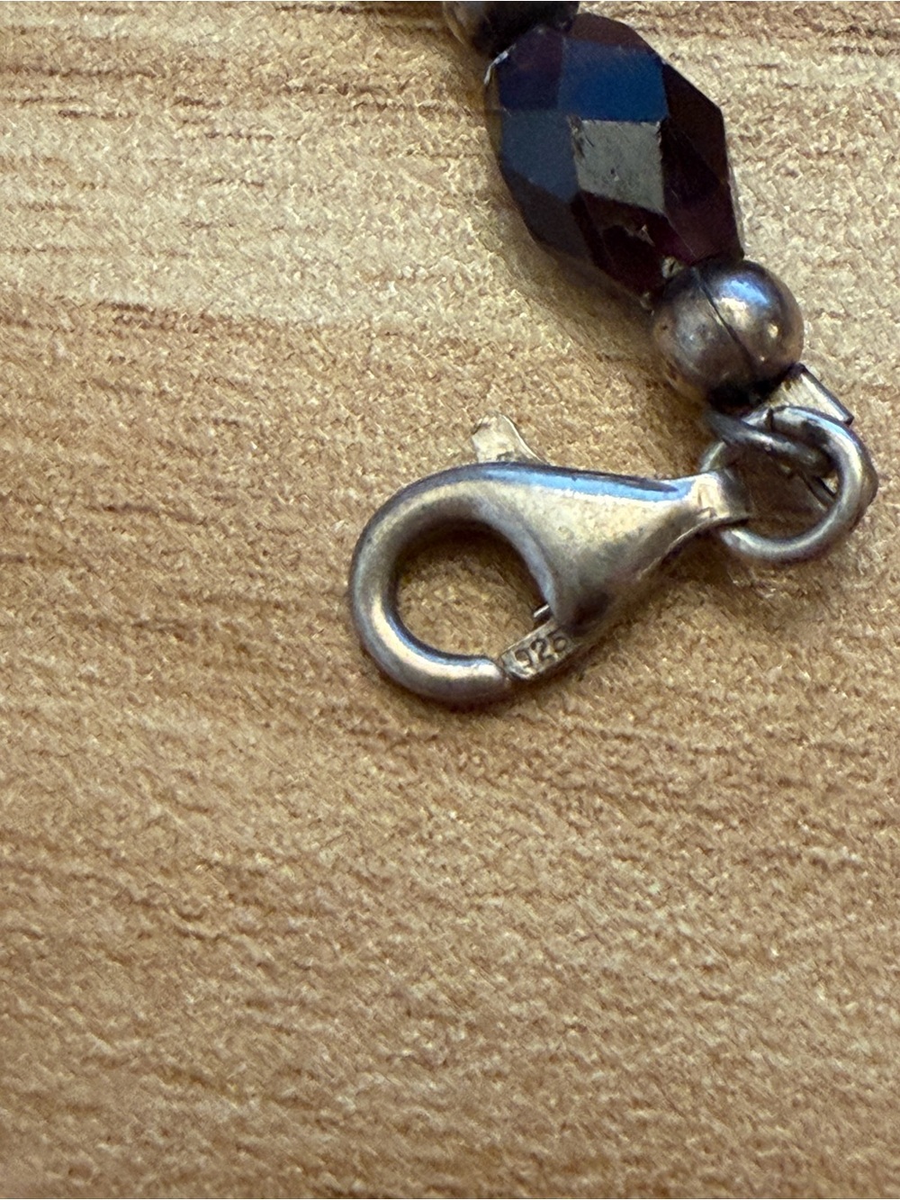 Heart Pendant with faceted garnets & silver beads Necklace - SS lobster clasp - Picture 9 of 10